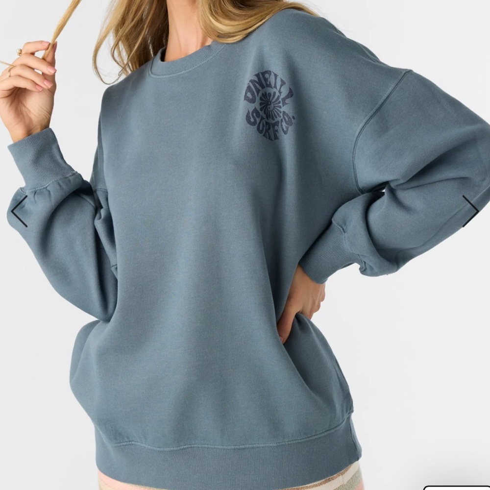 NWT O’Neill  Women’s Choice Crewneck Oversized Fit-Fleece Pullover Washed Slate